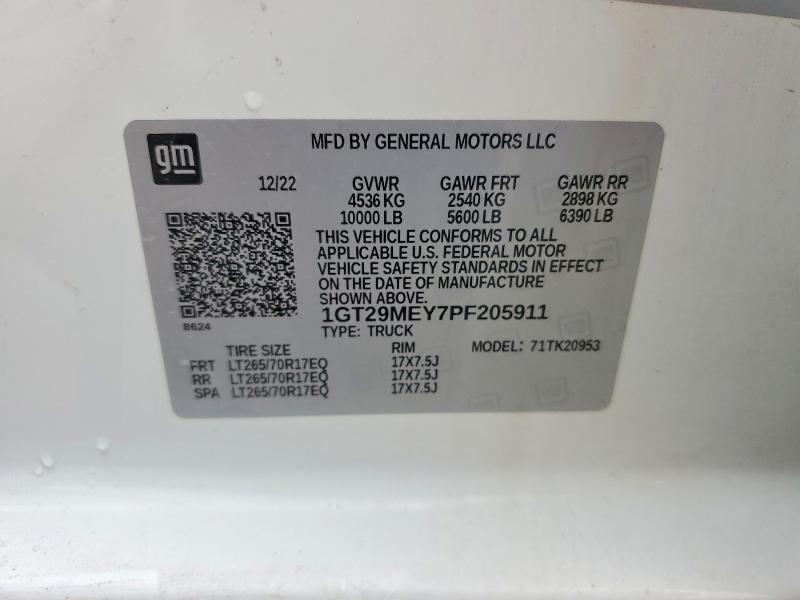 52891416 :رقم المزاد ، 1GT29MEY7PF205911 vin ، 2023 Gmc Sierra مزاد بيع