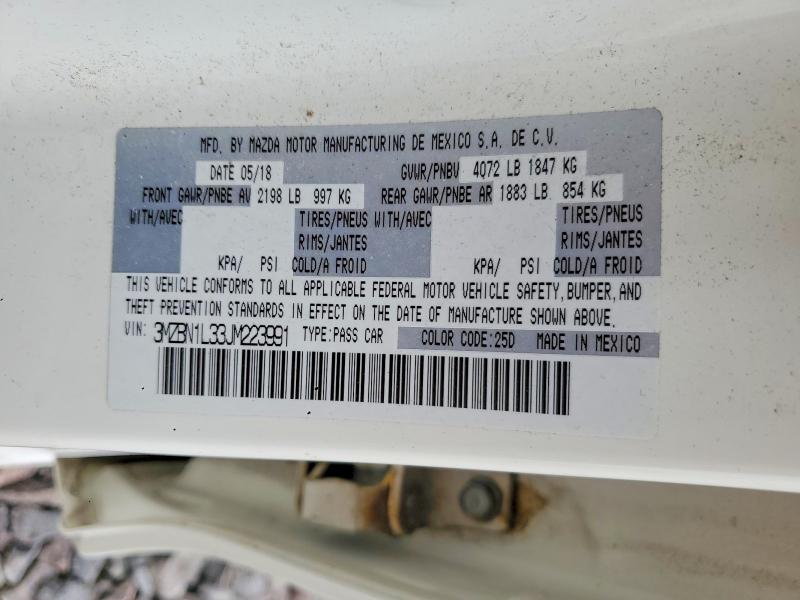 Продаж на аукціоні авто 2018 Mazda 3, vin: 3MZBN1L33JM223991, номер лоту: 53834526