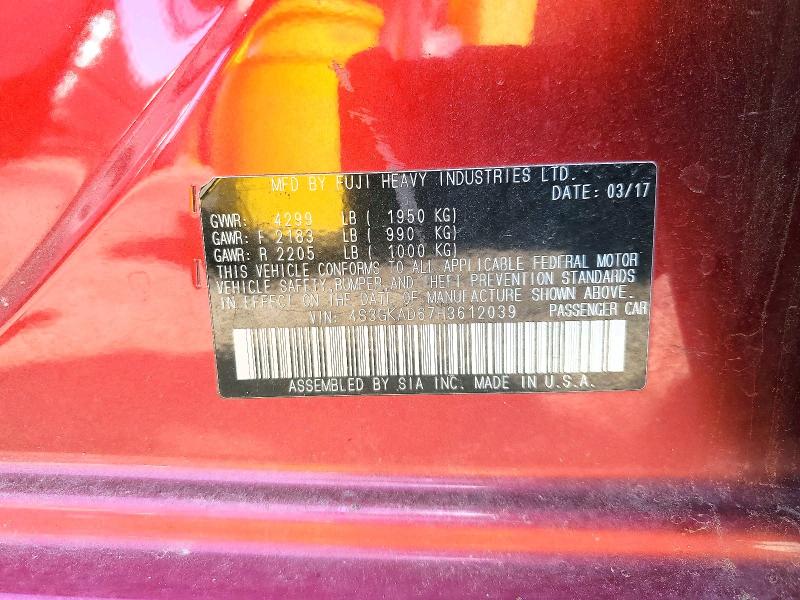 2017 Subaru Impreza მანქანა იყიდება აუქციონზე, vin: 4S3GKAD67H3612039, აუქციონის ნომერი: 52344316
