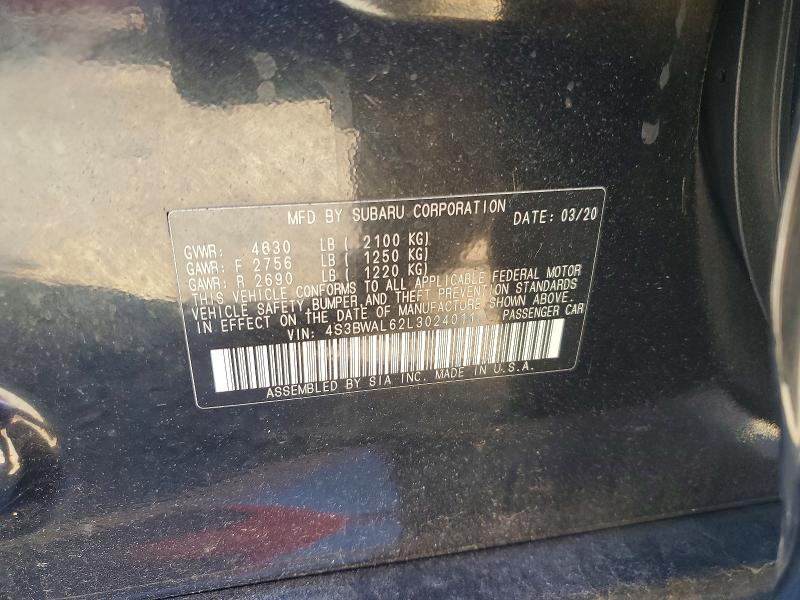 Aukcja sprzedaży 2020 Subaru Legacy, vin: 4S3BWAL62L3024011, numer aukcji: 53597586