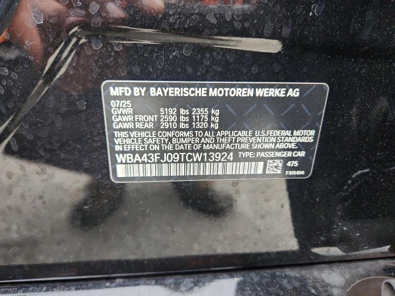 Aukcja sprzedaży 2026 Bmw 530, vin: WBA43FJ09TCW13924, numer aukcji: 53812666