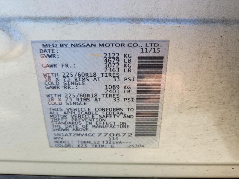 Aukcja sprzedaży 2016 Nissan Rogue, vin: 5N1AT2MV4GC770672, numer aukcji: 53432626