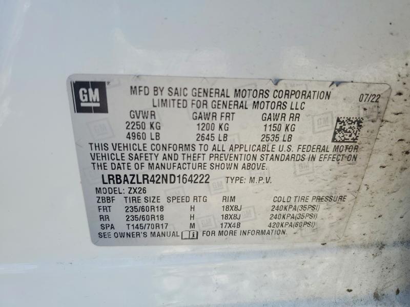 2022 Buick Envision მანქანა იყიდება აუქციონზე, vin: LRBAZLR42ND164222, აუქციონის ნომერი: 52320516