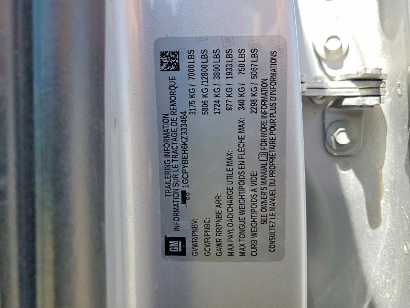 2019 Chevrolet Silverado მანქანა იყიდება აუქციონზე, vin: 1GCPYBEH6KZ333464, აუქციონის ნომერი: 52101176