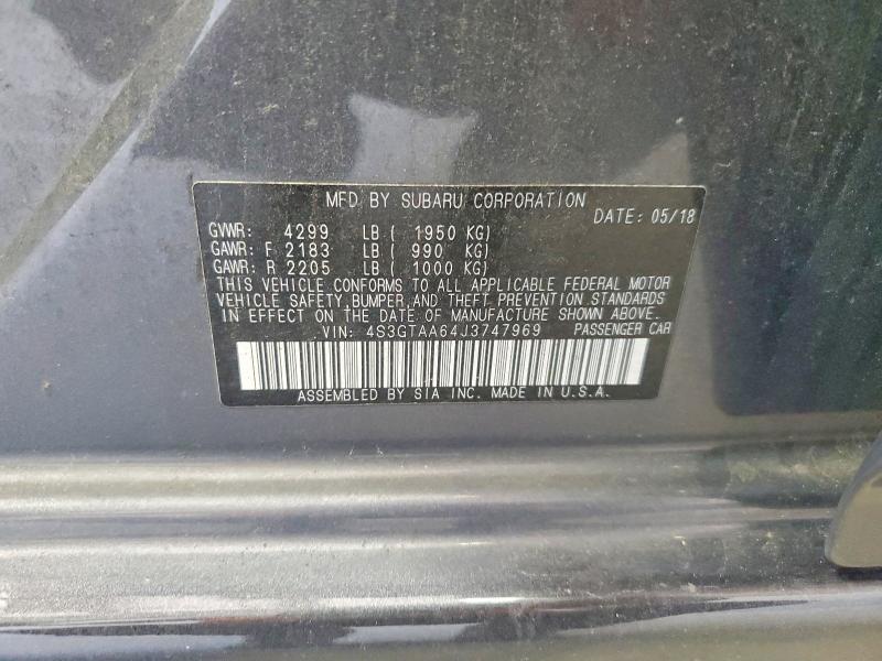 Aukcja sprzedaży 2018 Subaru Impreza, vin: 4S3GTAA64J3747969, numer aukcji: 52178126