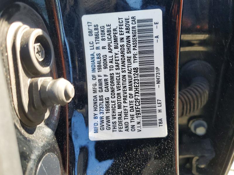 Продаж на аукціоні авто 2017 Honda Civic, vin: 19XFC2F7XHE231248, номер лоту: 52024666