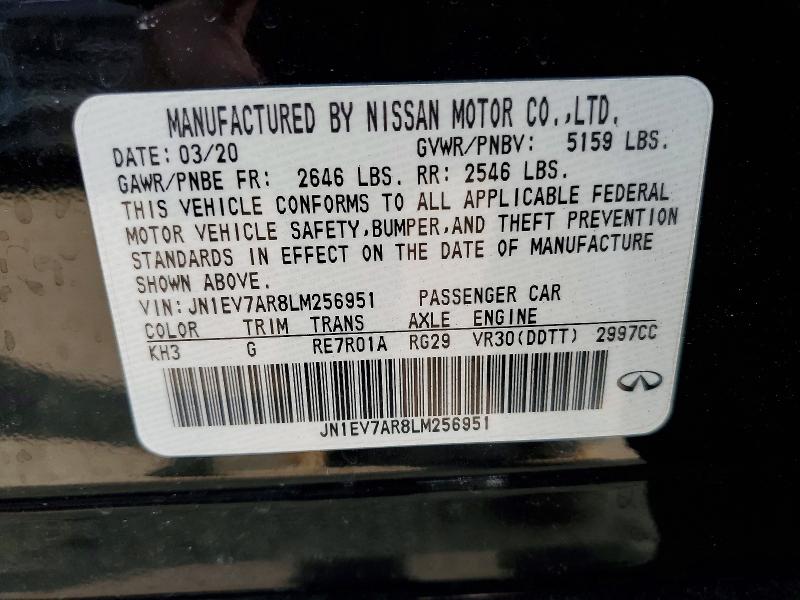 Продаж на аукціоні авто 2020 Infiniti Q50, vin: JN1EV7AR8LM256951, номер лоту: 53341856