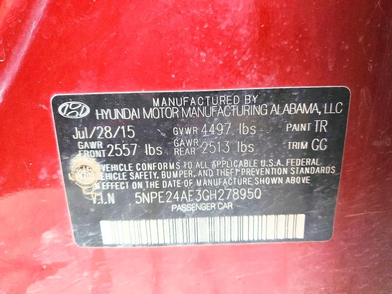 Aukcja sprzedaży 2016 Hyundai Sonata, vin: 5NPE24AF3GH278950, numer aukcji: 54853176