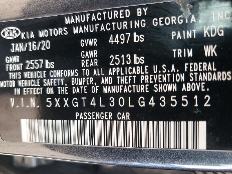 53060846 :رقم المزاد ، 5XXGT4L30LG435512 vin ، 2020 Kia Optima مزاد بيع