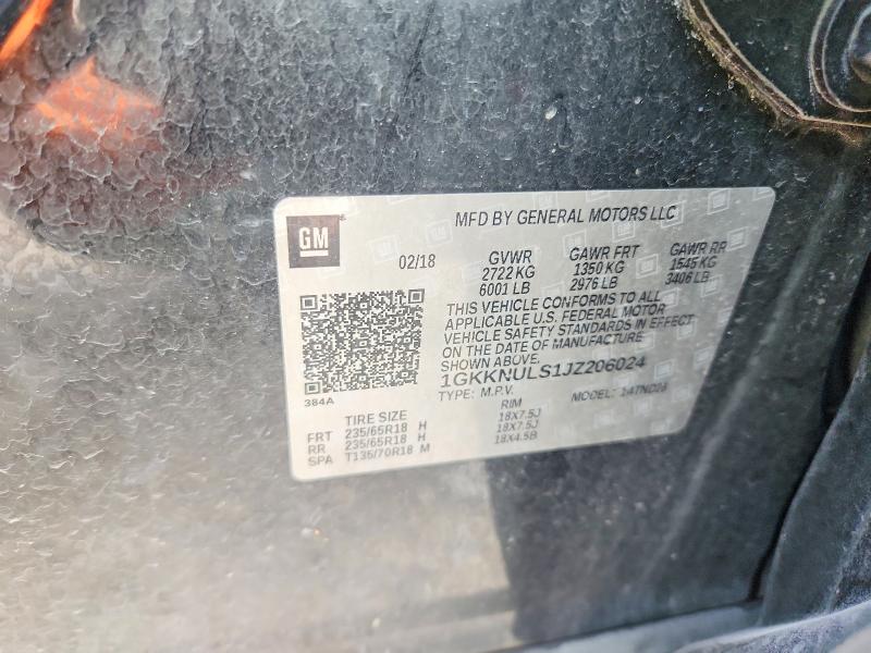 52510626 :رقم المزاد ، 1GKKNULS1JZ206024 vin ، 2018 Gmc Acadia مزاد بيع