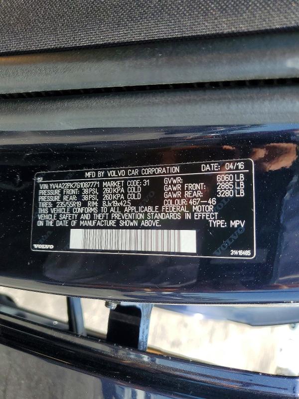 Auction sale of the 2016 Volvo Xc90, vin: YV4A22PK7G1087771, lot number: 54889566