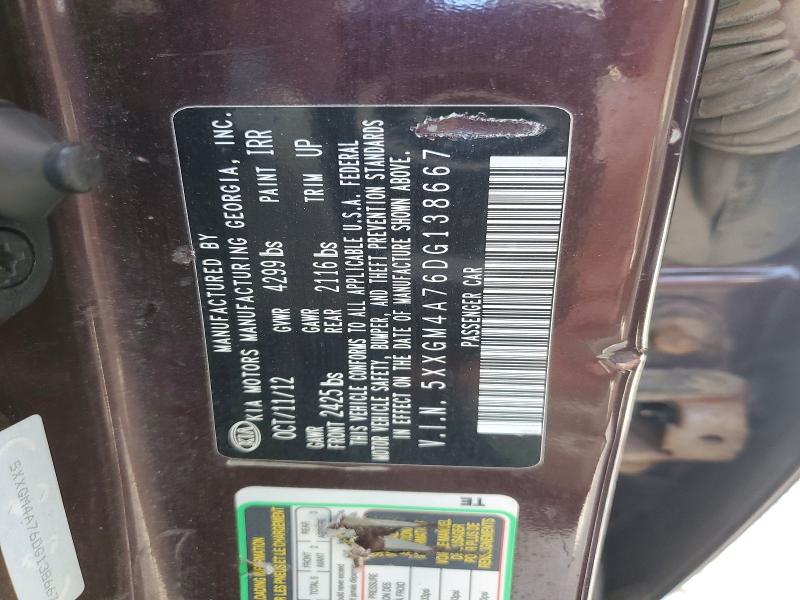 Aukcja sprzedaży 2013 Kia Optima, vin: 5XXGM4A76DG138667, numer aukcji: 54498146