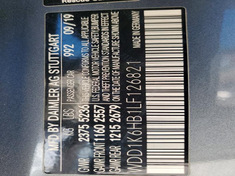 52000536 :رقم المزاد ، WDD1K6HB1LF126821 vin ، 2020 Mercedes-benz E مزاد بيع