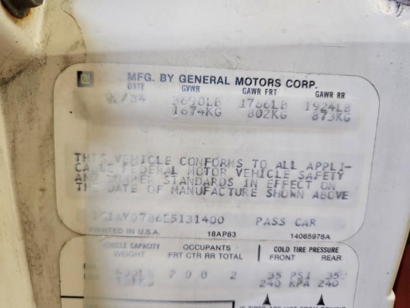 54391486 :رقم المزاد ، 1G1AY0786E5131400 vin ، 1984 Chev Corvette مزاد بيع