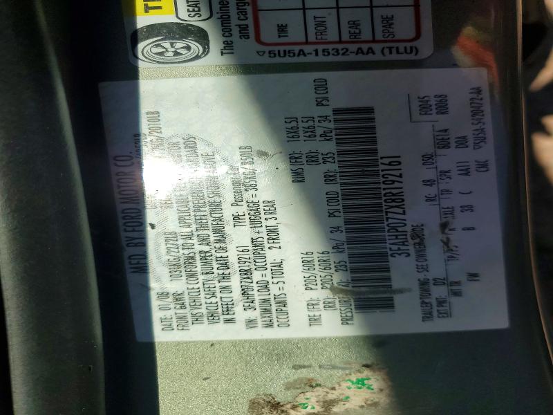 55231086 :رقم المزاد ، 3FAHP07ZX8R192161 vin ، 2008 Ford Fusion مزاد بيع