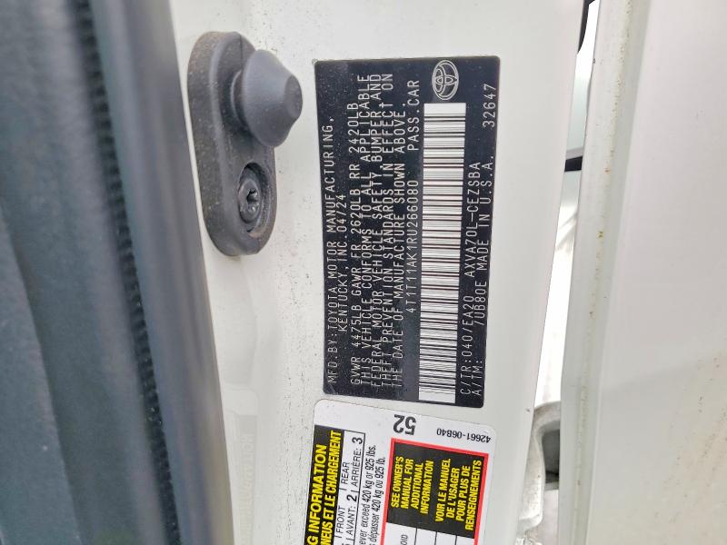 Aukcja sprzedaży 2024 Toyota Camry, vin: 4T1T11AK1RU266080, numer aukcji: 51416686