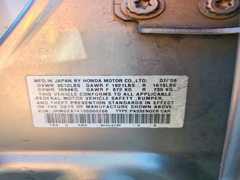 Продаж на аукціоні авто 2009 Honda Fit, vin: JHMGE87419S000208, номер лоту: 53325346