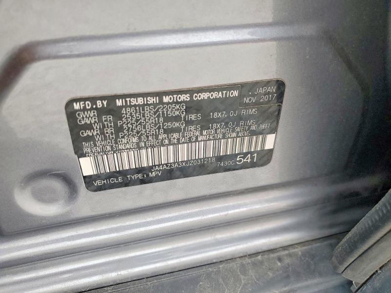 2018 Mitsubishi Outlander მანქანა იყიდება აუქციონზე, vin: JA4AZ3A3XJZ031218, აუქციონის ნომერი: 53924266