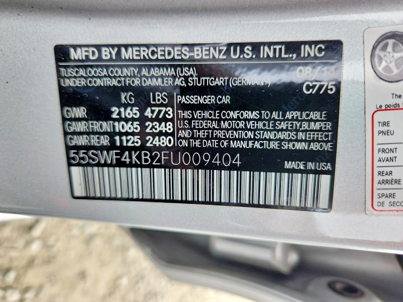 Aukcja sprzedaży 2015 Mercedes-benz C, vin: 55SWF4KB2FU009404, numer aukcji: 52384496