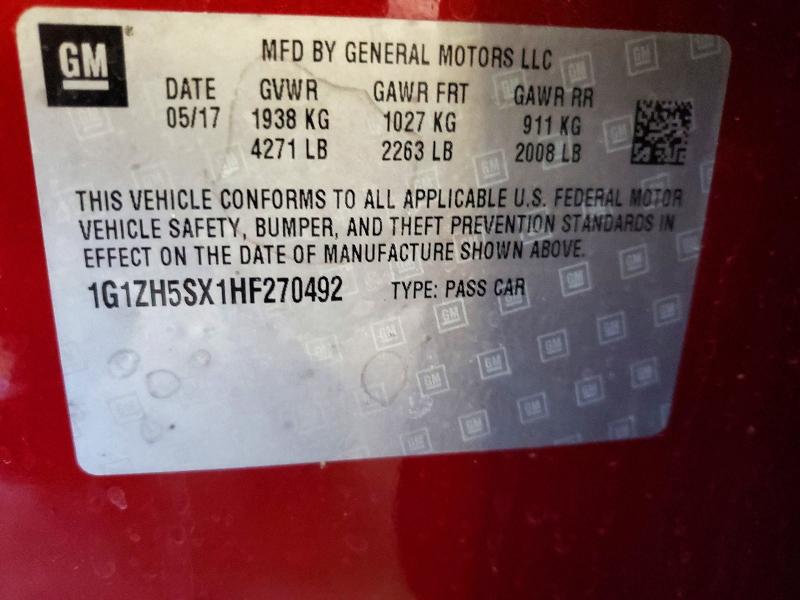Продажа на аукционе авто 2017 Chevrolet Malibu, vin: 1G1ZH5SX1HF270492, номер лота: 52969176