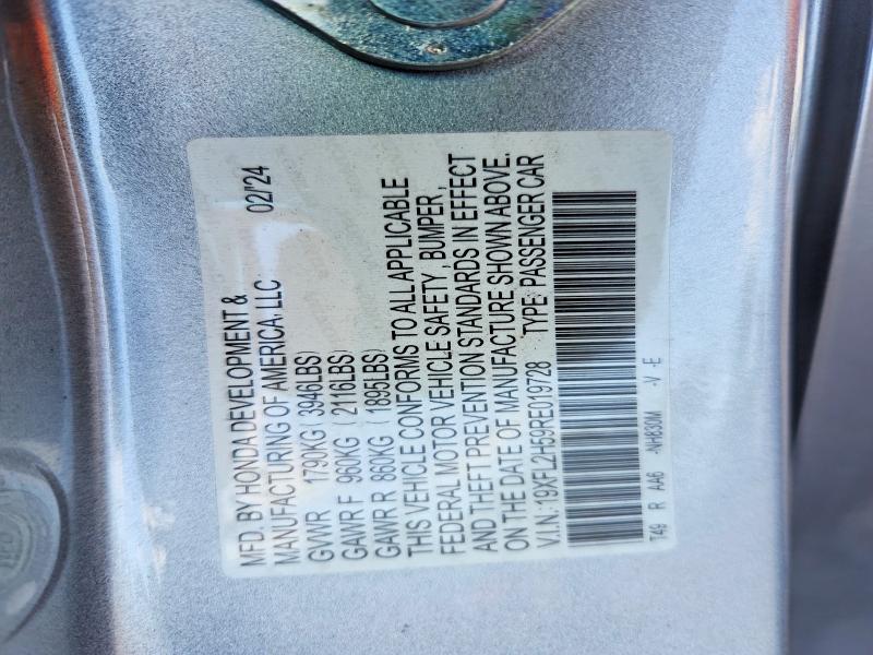 55157256 :رقم المزاد ، 19XFL2H59RE019728 vin ، 2024 Honda Civic مزاد بيع