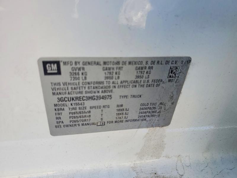 Продаж на аукціоні авто 2017 Chevrolet Silverado, vin: 3GCUKREC3HG394975, номер лоту: 53016446