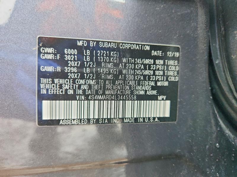 Aukcja sprzedaży 2020 Subaru Ascent, vin: 4S4WMARD4L3445558, numer aukcji: 51680356