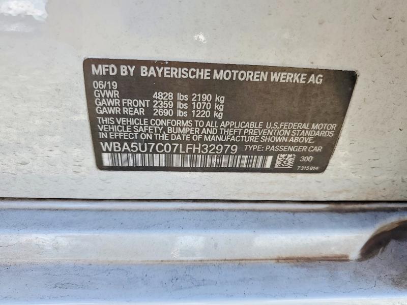 53532116 :رقم المزاد ، WBA5U7C07LFH32979 vin ، 2020 Bmw M340i مزاد بيع
