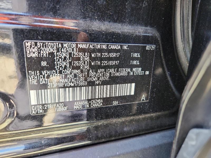 2021 Toyota Rav4 მანქანა იყიდება აუქციონზე, vin: 2T3P1RFV0MW179869, აუქციონის ნომერი: 53830926
