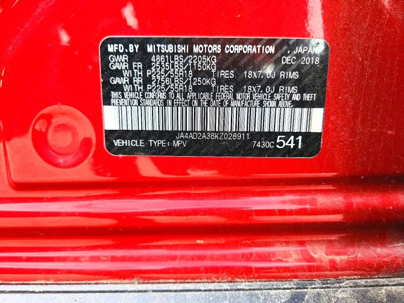 Aukcja sprzedaży 2019 Mitsubishi Outlander, vin: JA4AD2A36KZ028911, numer aukcji: 52166006