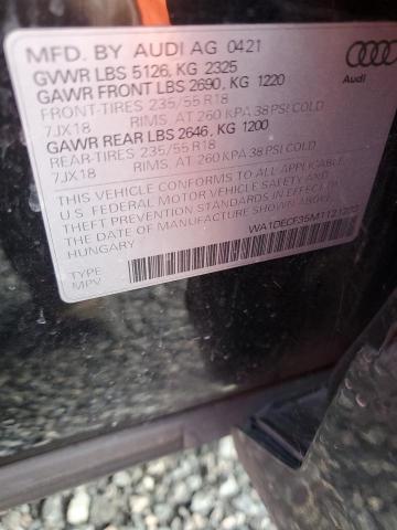 52690186 :رقم المزاد ، WA1DECF35M1121283 vin ، 2021 Audi Q3 مزاد بيع