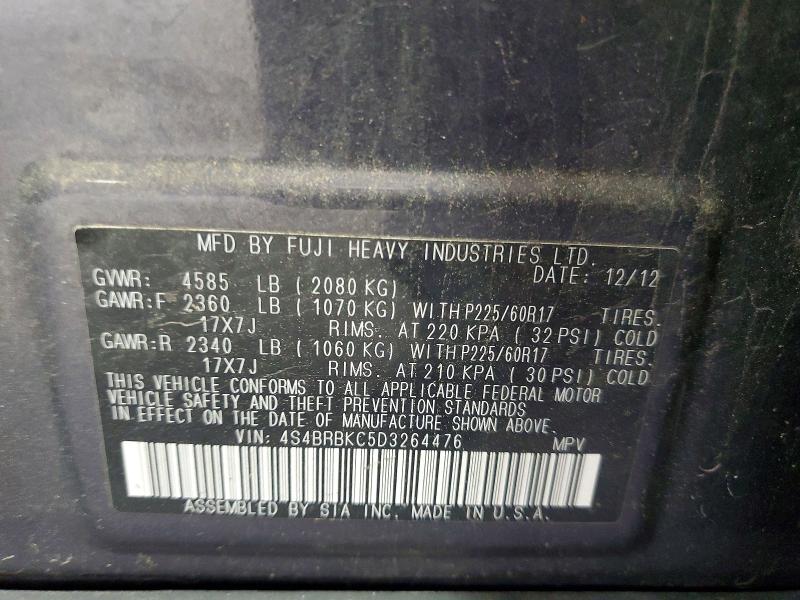 Продаж на аукціоні авто 2013 Subaru Outback, vin: 4S4BRBKC5D3264476, номер лоту: 52059536
