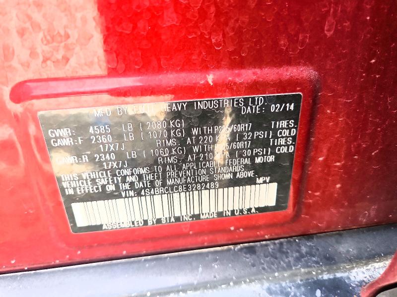 54708676 :رقم المزاد ، 4S4BRCLC8E3282489 vin ، 2014 Subaru Outback مزاد بيع