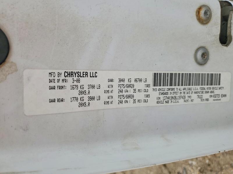 2008 Dodge Ram 1500 მანქანა იყიდება აუქციონზე, vin: 1D7HA18N38J197439, აუქციონის ნომერი: 54652346