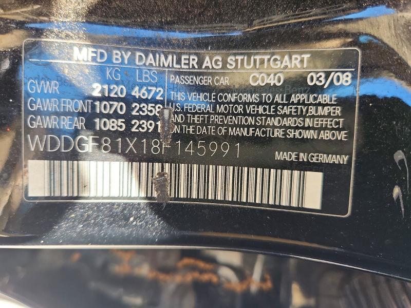 Aukcja sprzedaży 2008 Mercedes-benz C, vin: WDDGF81X18F145991, numer aukcji: 53277806