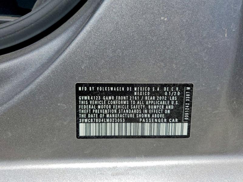 2020 Volkswagen Jetta მანქანა იყიდება აუქციონზე, vin: 3VWCB7BU4LM023053, აუქციონის ნომერი: 53999136