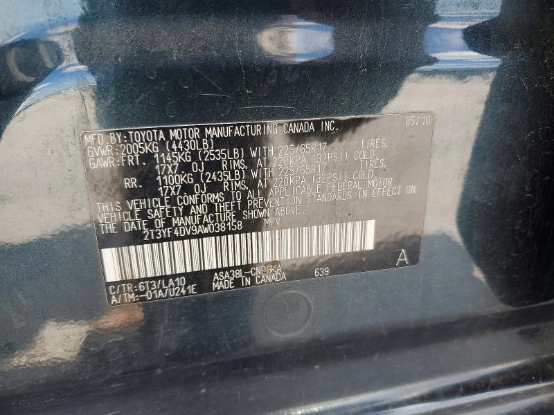 Продажа на аукционе авто 2010 Toyota Rav4, vin: 2T3YF4DV9AW038158, номер лота: 52703626