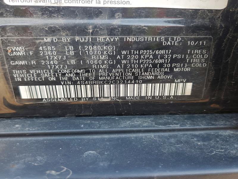 Продажа на аукционе авто 2012 Subaru Outback, vin: 4S4BRBKC2C3214410, номер лота: 52603096