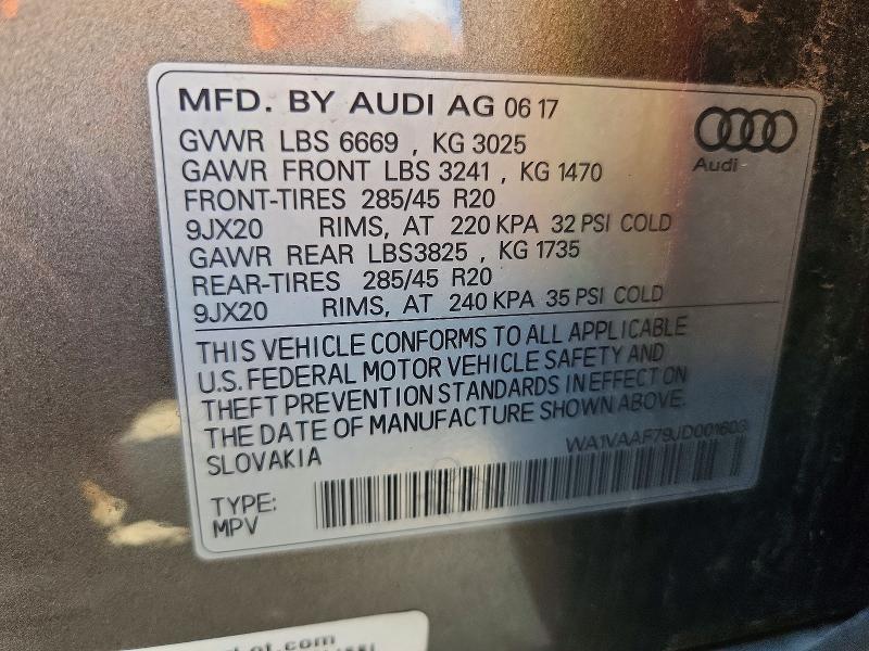 Продажа на аукционе авто 2018 Audi Q7, vin: WA1VAAF79JD001603, номер лота: 55131036