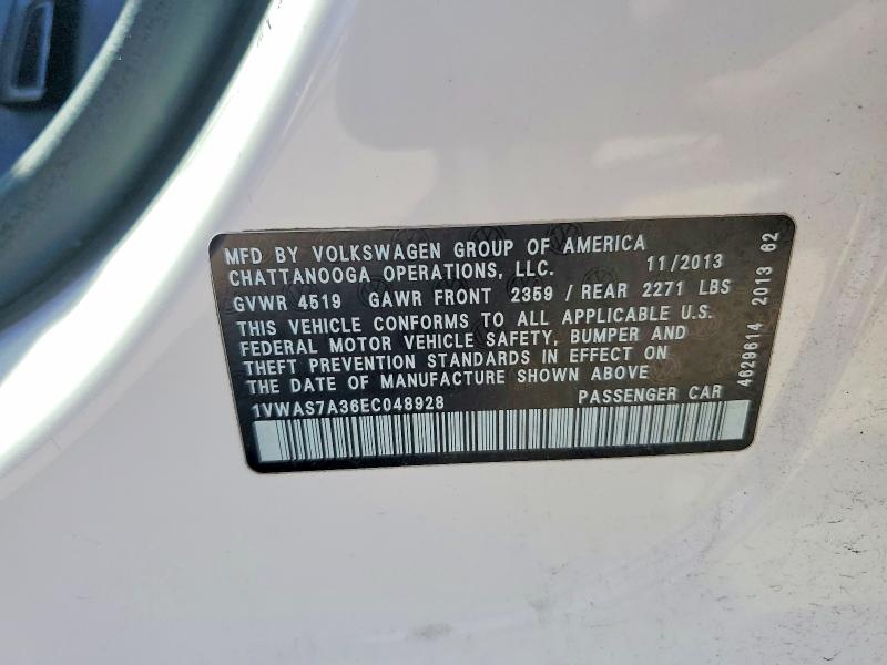 Aukcja sprzedaży 2014 Volkswagen Passat, vin: 1VWAS7A36EC048928, numer aukcji: 53711686