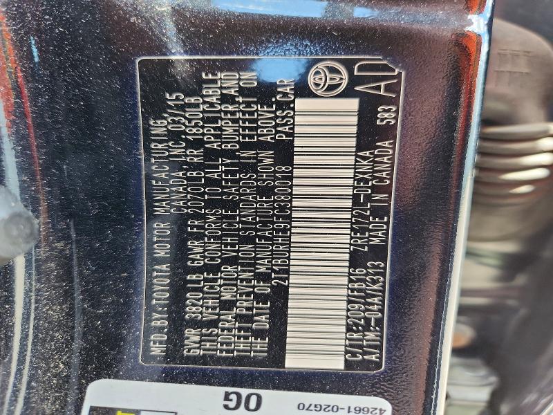 52875136 :رقم المزاد ، 2T1BURHE9FC380018 vin ، 2015 Toyota Corolla مزاد بيع