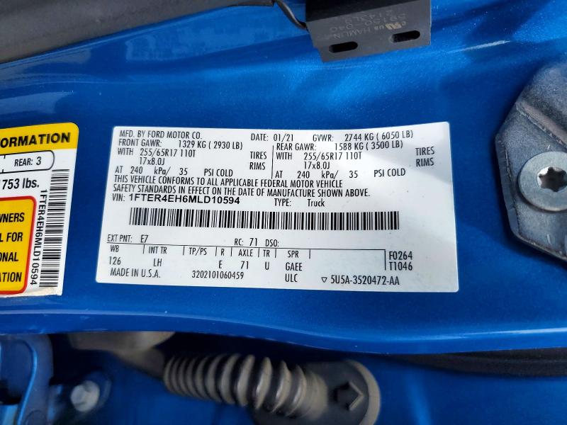 Продажа на аукционе авто 2021 Ford Ranger, vin: 1FTER4EH6MLD10594, номер лота: 55448306