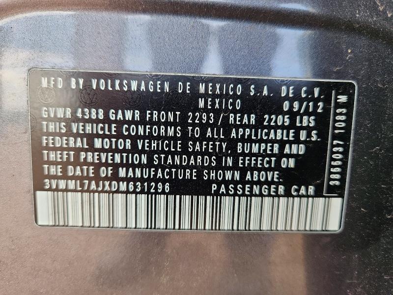 Продажа на аукционе авто 2013 Volkswagen Jetta, vin: 3VWML7AJXDM631296, номер лота: 55024536