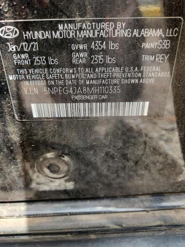 2021 Hyundai Sonata მანქანა იყიდება აუქციონზე, vin: 5NPEG4JA8MH110335, აუქციონის ნომერი: 52707556