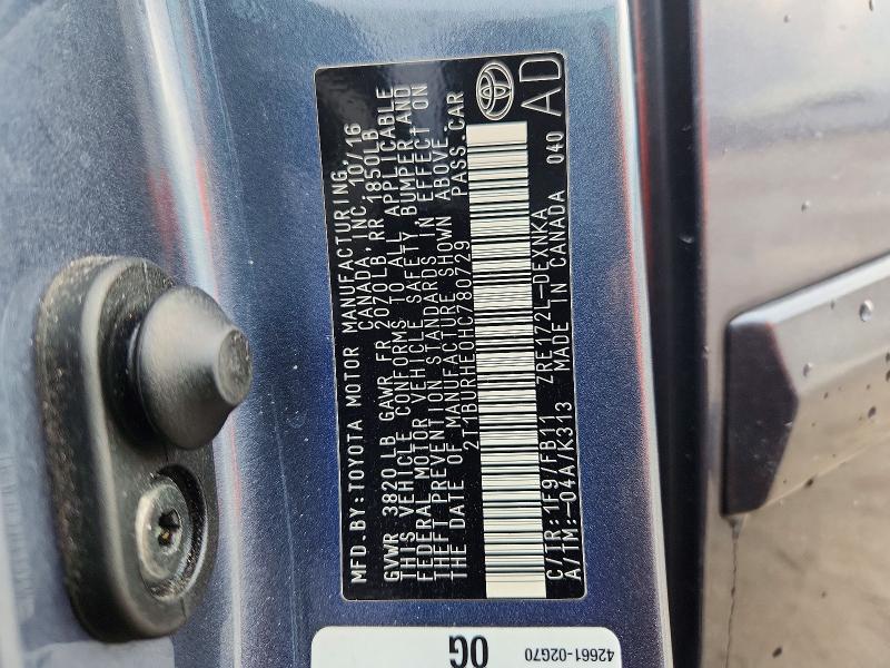 Продажа на аукционе авто 2017 Toyota Corolla, vin: 2T1BURHE0HC780729, номер лота: 53169366