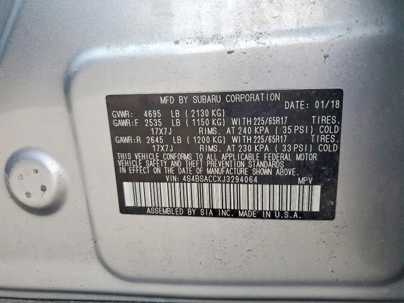 Aukcja sprzedaży 2018 Subaru Outback, vin: 4S4BSACCXJ3294064, numer aukcji: 52369946