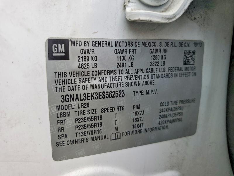 Aukcja sprzedaży 2014 Chevrolet Captiva, vin: 3GNAL3EK3ES562523, numer aukcji: 54064146