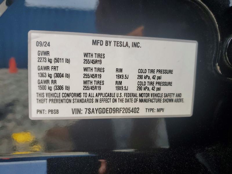 Продаж на аукціоні авто 2024 Tesla Model Y, vin: 7SAYGDED9RF205402, номер лоту: 53077456