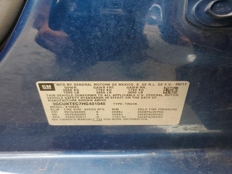 Продажа на аукционе авто 2017 Chevrolet Silverado, vin: 3GCUKTEC7HG431040, номер лота: 50470586