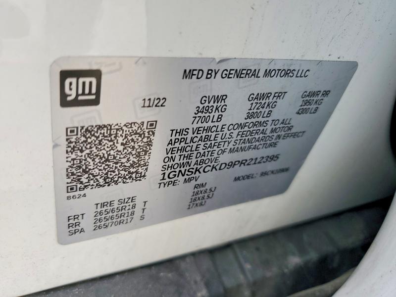 55367606 :رقم المزاد ، 1GNSKCKD9PR212395 vin ، 2023 Chevrolet Suburban مزاد بيع